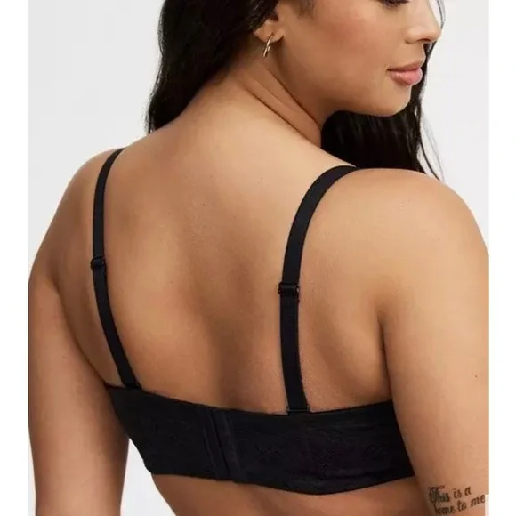 Torrid Bombshell Everyday Strapless Push-Up Bra Black Lace Trim 46DDD - Picture 5 of 13